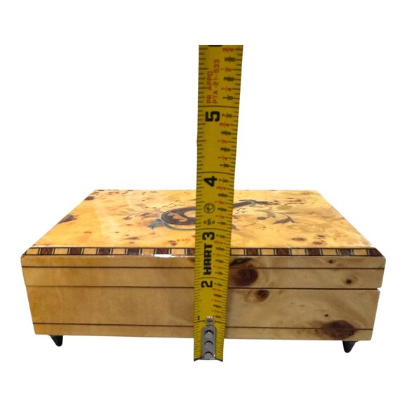 Vtg Italy Inlaid Music Box Swiss Thorens Movement Jaccard Mandolin Notes Burl - Picture 6 of 11